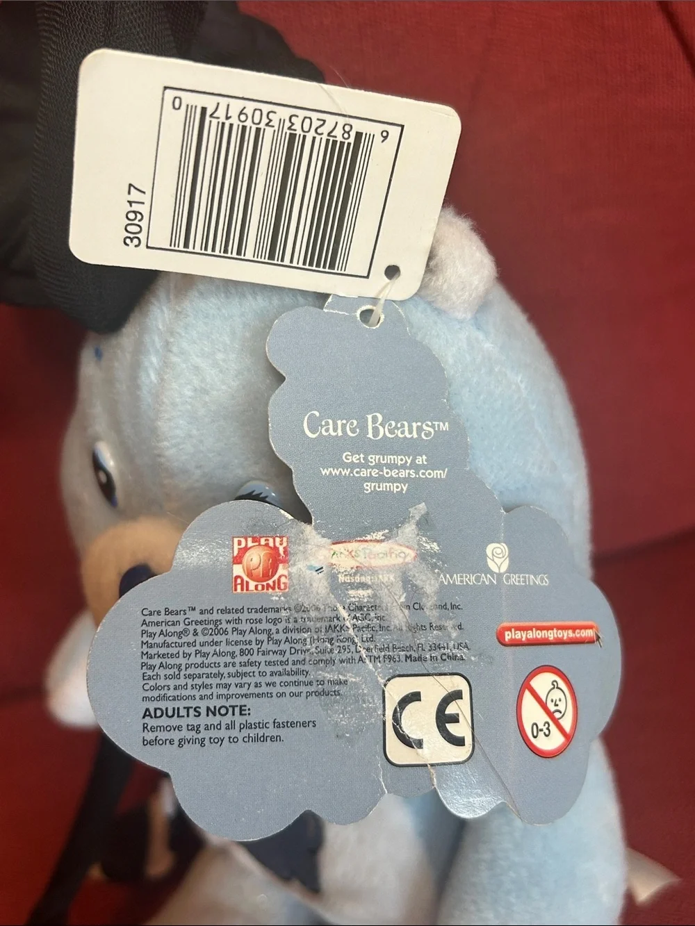 Rare Hard to Find Y2K NWT Care Bear Grumpy Bear Black Umbrella & Scarf 2006 8”